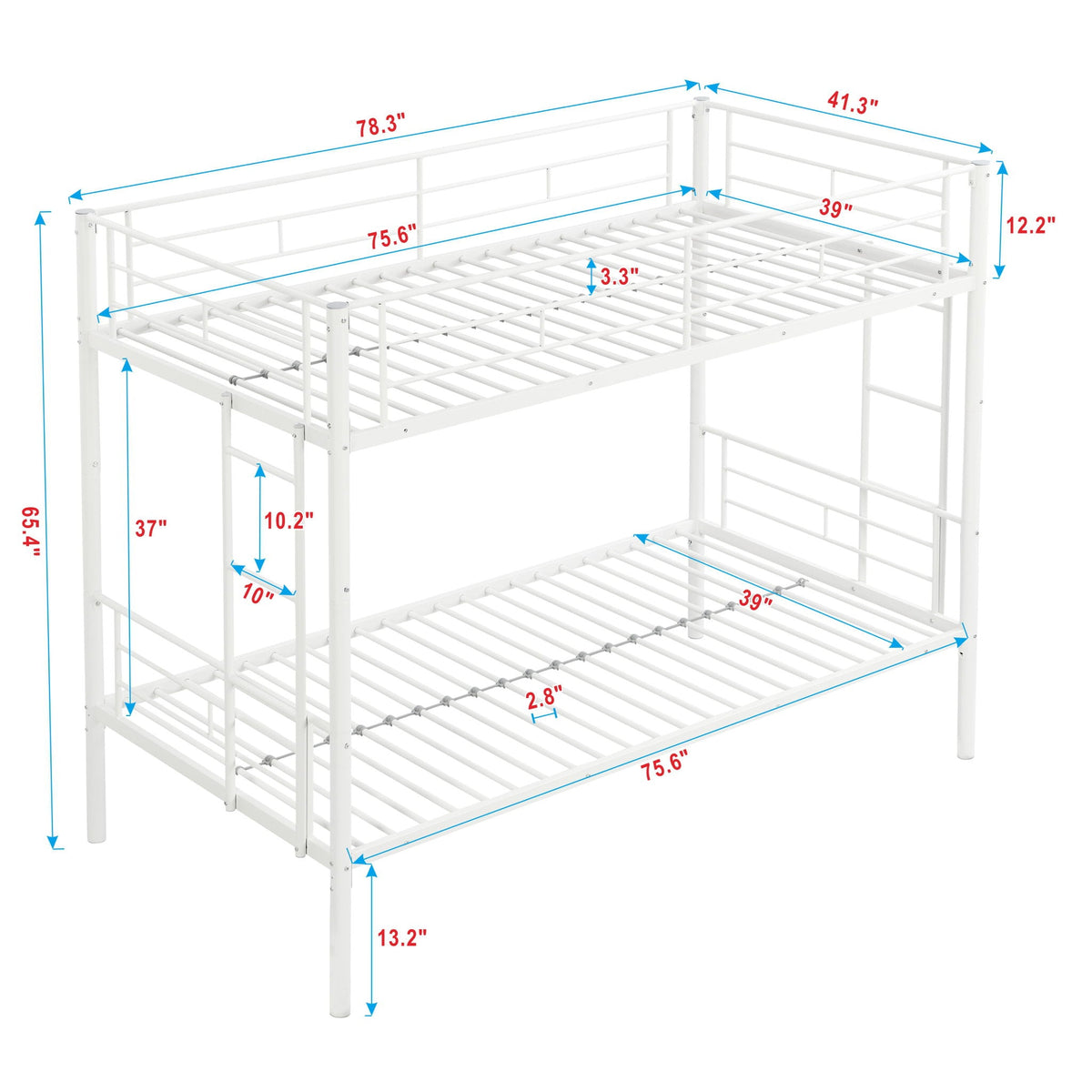 White metal bunk bed with trundle and guard rails by HouseOfZazla on Tampa Home & Garden Store