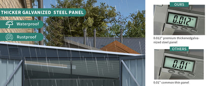 6x8ft Galvanized Steel Shed for Yard and Garden