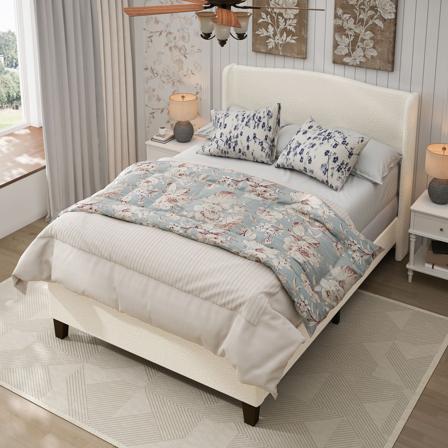 Sturdy Platform Bed Frame and a Padded Headboard
