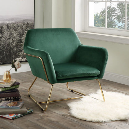 Keira Accent Chair green velvet with gold metal base HouseOfZazla on Tampa Home & Garden Store