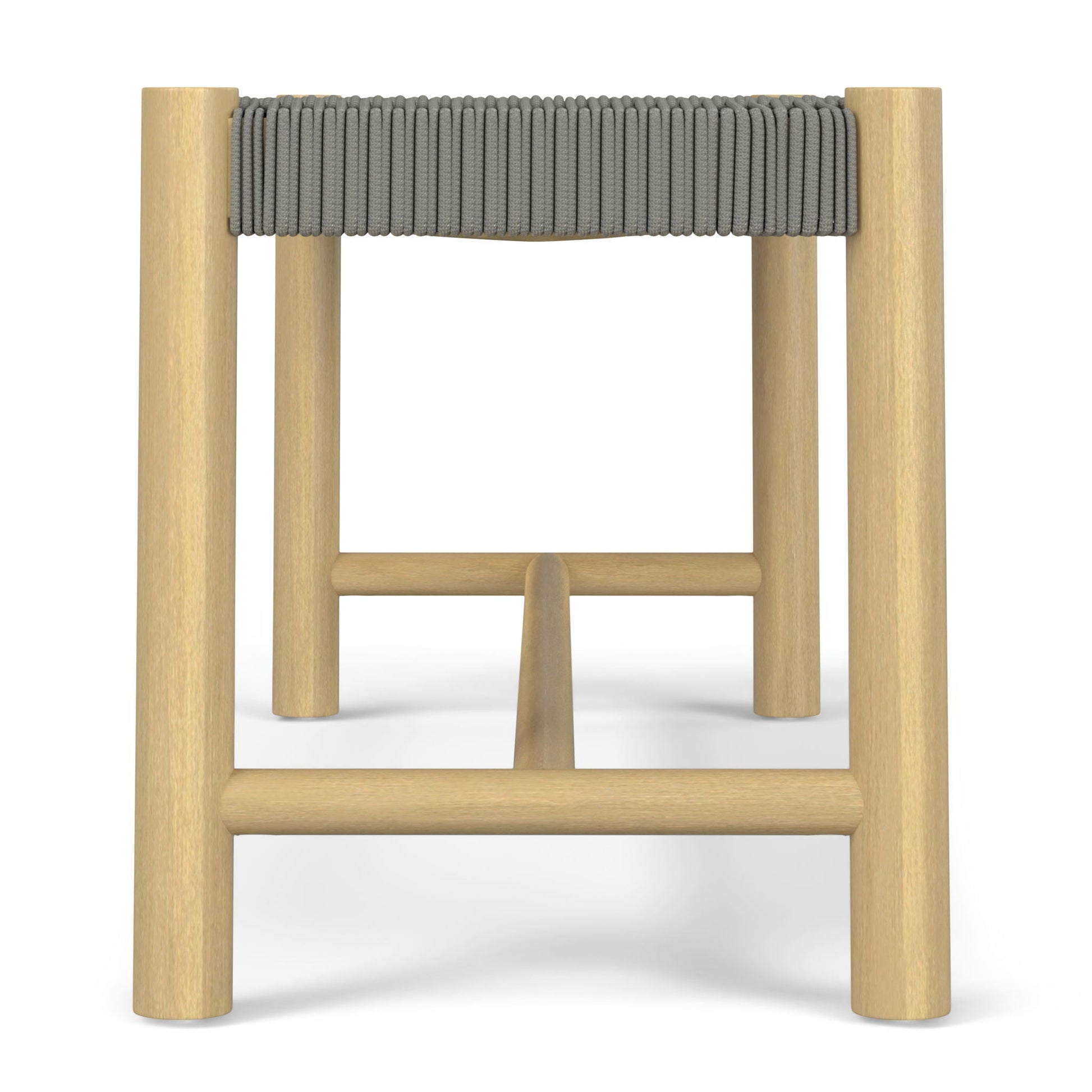 Dahlia outdoor indoor accent bench HouseOfZazla gray rope seat with light wood legs on Tampa Home & Garden Store