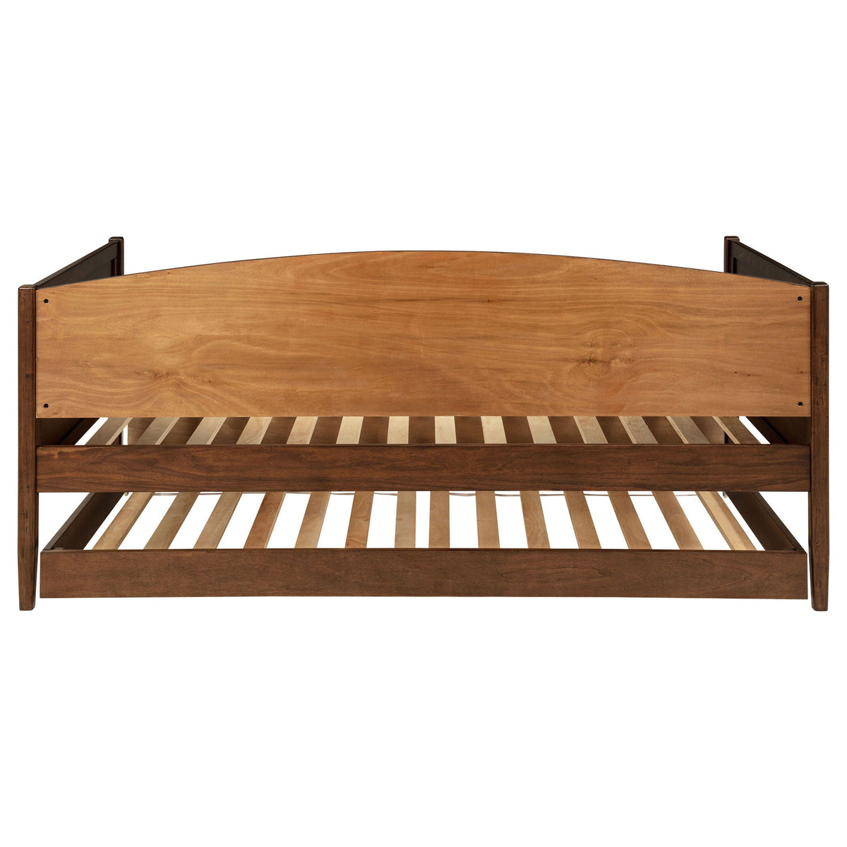 Fallbrook Twin Daybed with Trundle in walnut by HouseOfZazla, headboard and slatted base on Tampa Home & Garden Store