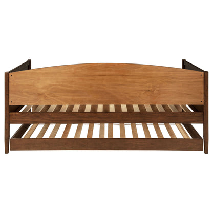 Fallbrook Twin Daybed with Trundle in walnut by HouseOfZazla, headboard and slatted base on Tampa Home & Garden Store