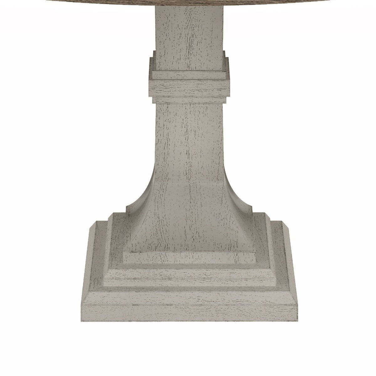 Round dining table with white pedestal base in white and gray finish by HouseOfZazla on Tampa Home & Garden Store