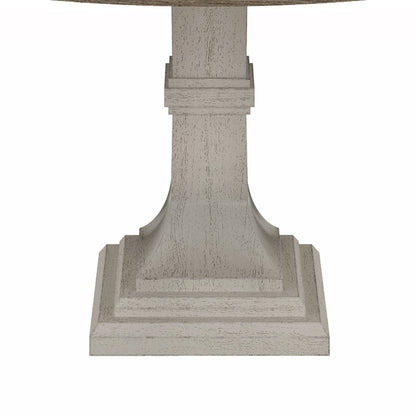 Round dining table with white pedestal base in white and gray finish by HouseOfZazla on Tampa Home & Garden Store