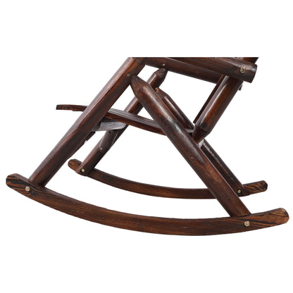 Durable Fir Log Rocking Chair by HouseOfZazla, dark wood rocker with curved arms on Tampa Home & Garden Store