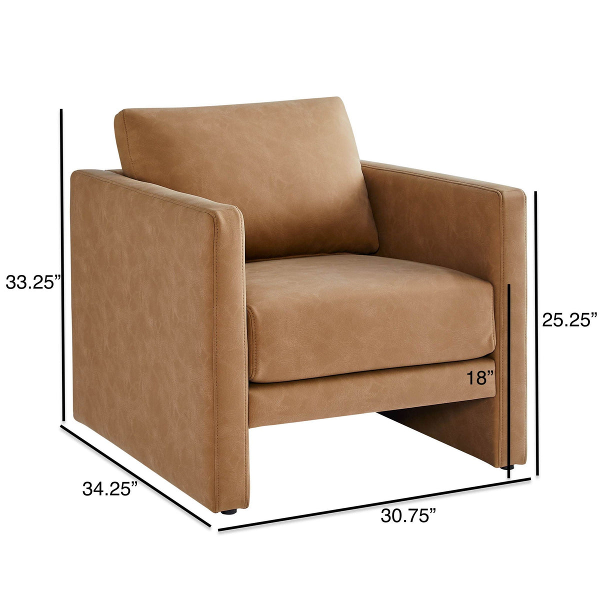Tulo Arm Chair with coil spring seating, tan leather upholstery by HouseOfZazla on Tampa Home & Garden Store