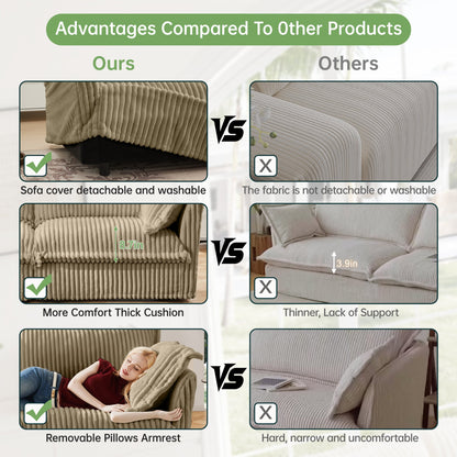 Modern 3 Seater Slipcovered Sofa and Deep Seats