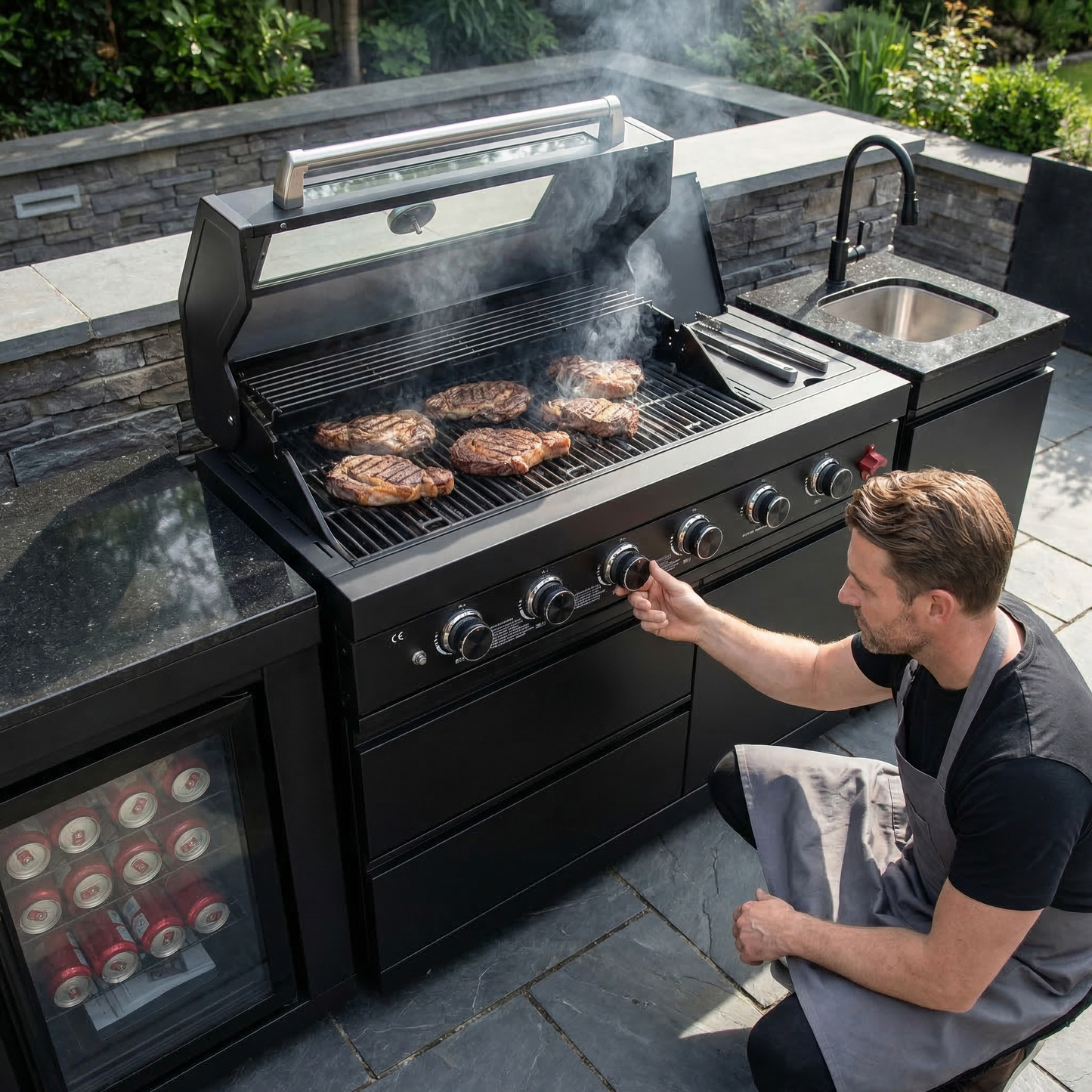 Outdoor Kitchen with 4 Burner Propane Gas Grill
