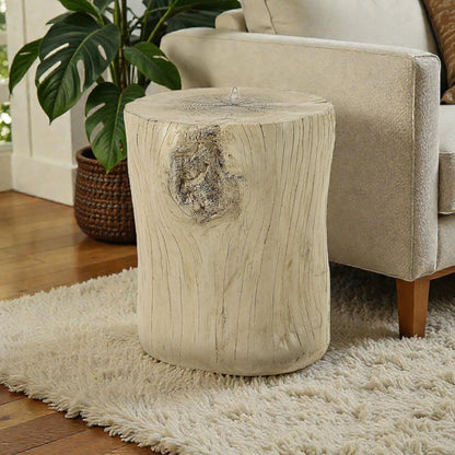 Gene Fiber Concrete Accent Table Brown Finish