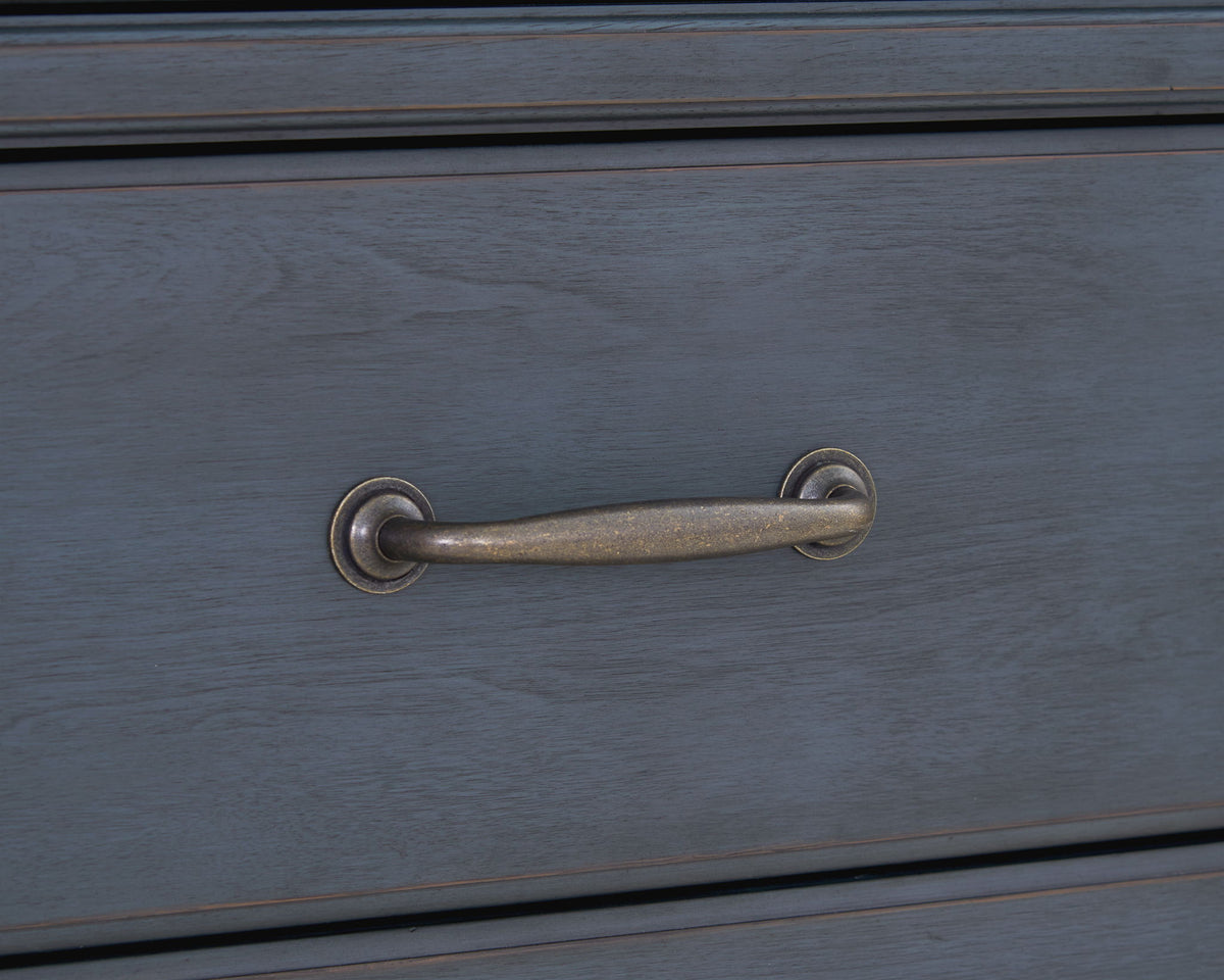 Blue wooden accent chest with bronze hardware by HouseOfZazla accent table on Tampa Home & Garden Store