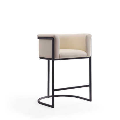 Cosmopolitan stool beige upholstered seat with black metal frame, counter height 24–27 in on Tampa Home & Garden Store
