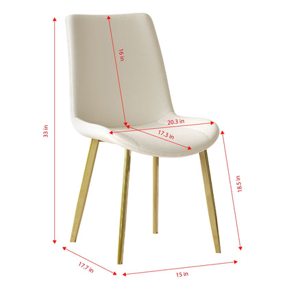 Modern ergonomic dining chair set beige upholstery with gold legs by HouseOfZazla, set of 4 on Tampa Home & Garden Store