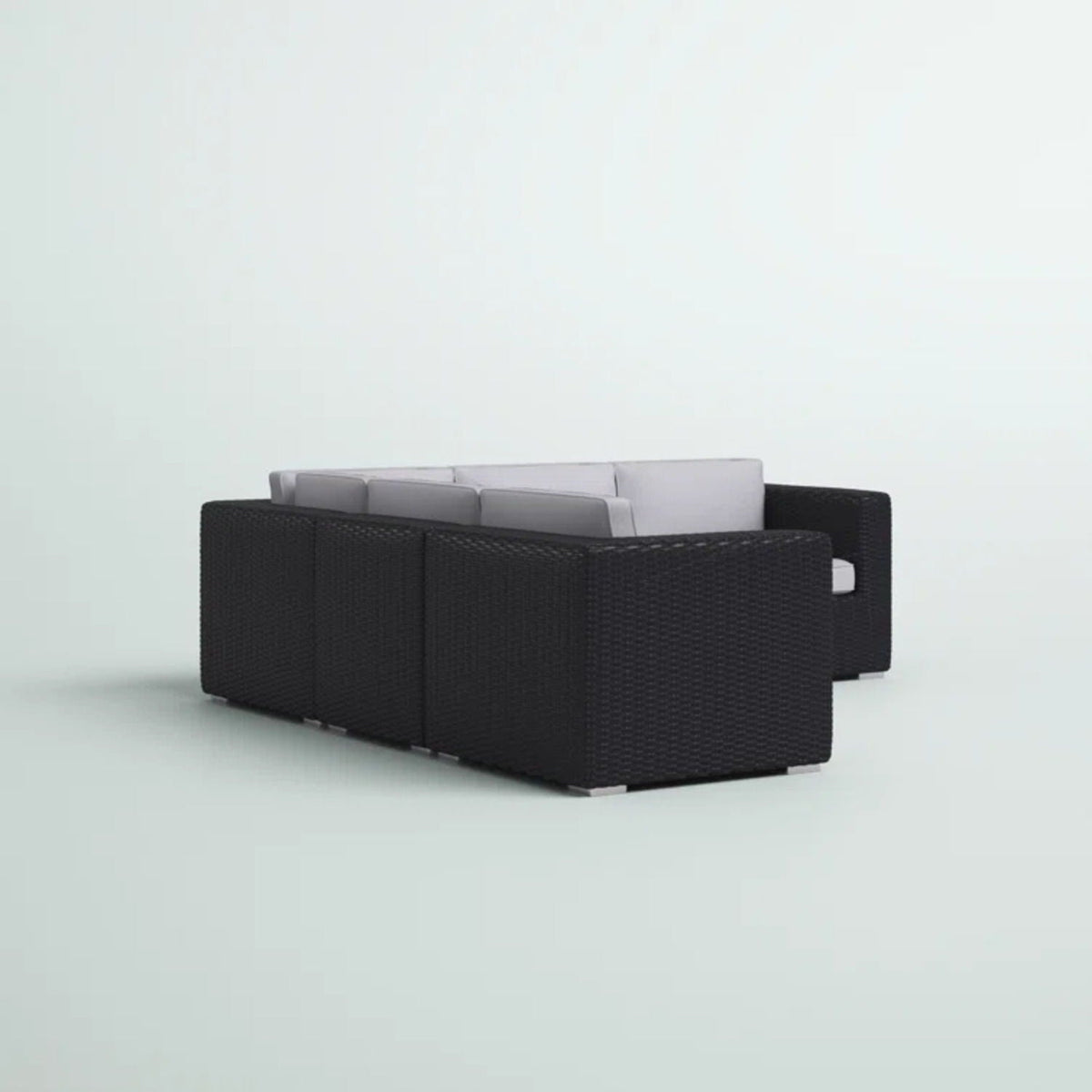 Luxurious wicker patio sectional by HouseOfZazla with Sunbrella cushions in dark weave on Tampa Home & Garden Store
