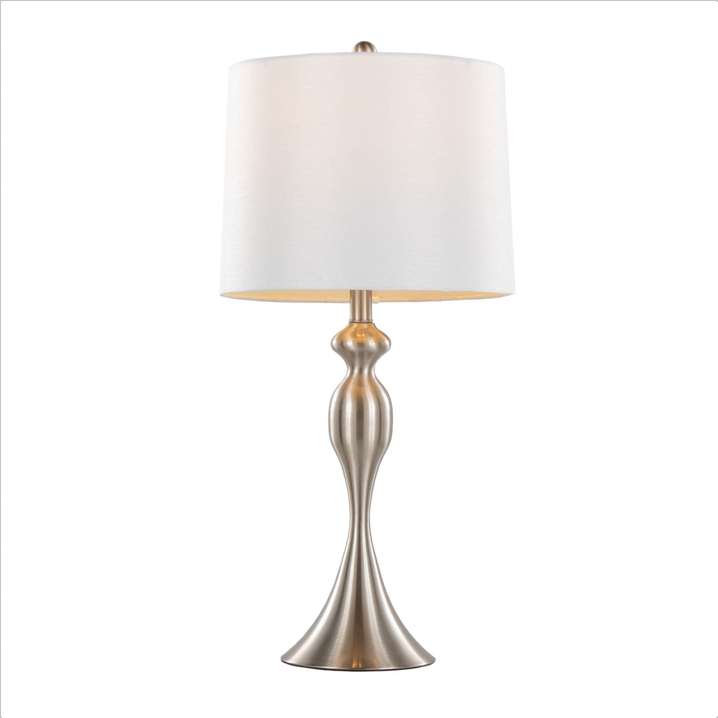 Ashland contemporary table lamp set of 2 with brushed metal base and cream shade on Tampa Home & Garden Store