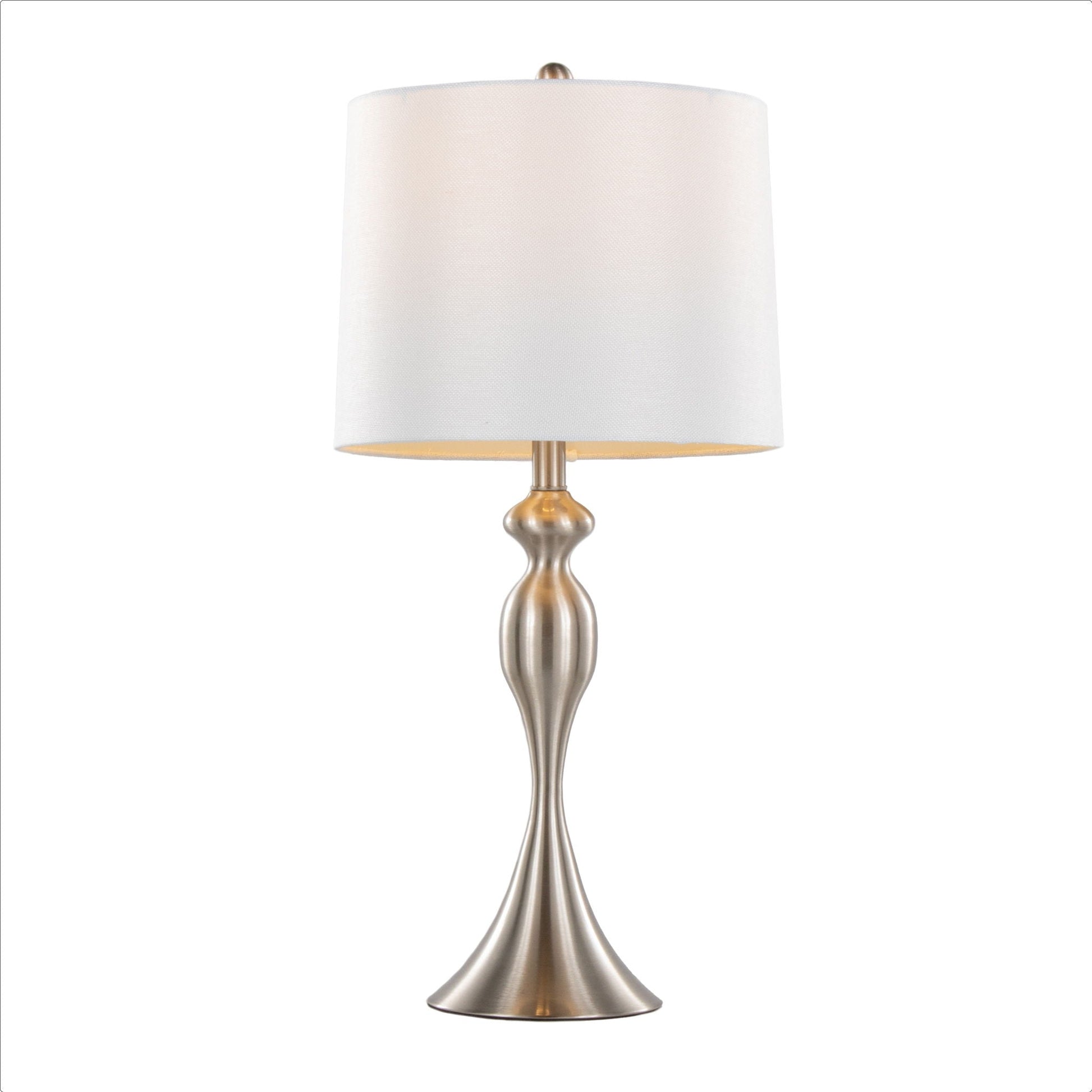 Ashland contemporary table lamp set of 2 with brushed metal base and cream shade on Tampa Home & Garden Store