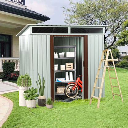 Galvanized Steel Outdoor Storage Shed and Padlock