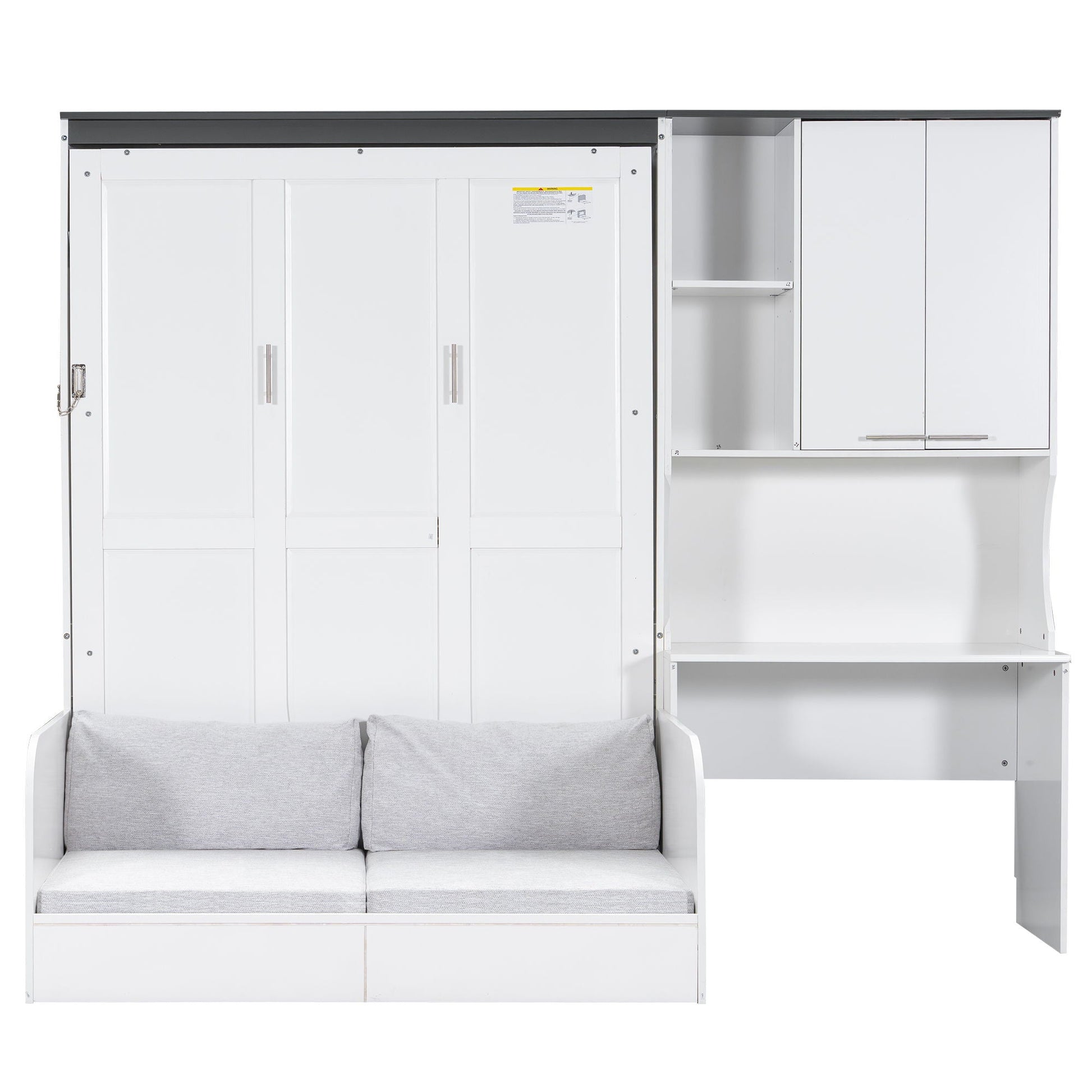 Murphy bed by HouseOfZazla, white full-size with sofa seating and built-in storage cabinet on Tampa Home & Garden Store