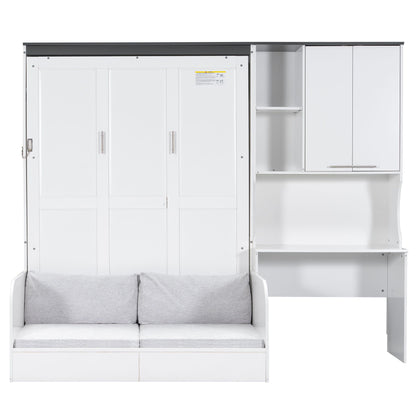 Murphy bed by HouseOfZazla, white full-size with sofa seating and built-in storage cabinet on Tampa Home & Garden Store