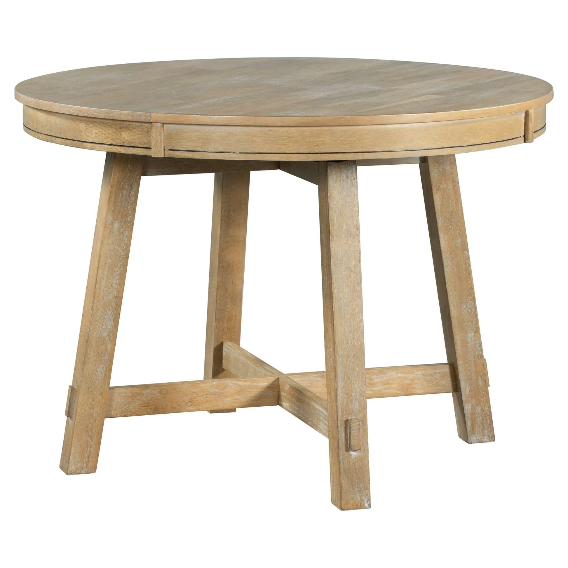 Gia round extendable dining table with a 16in leaf in weathered wood finish on Tampa Home & Garden Store