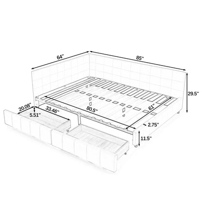 Upholstered Bed Frame with Tufted Backrest