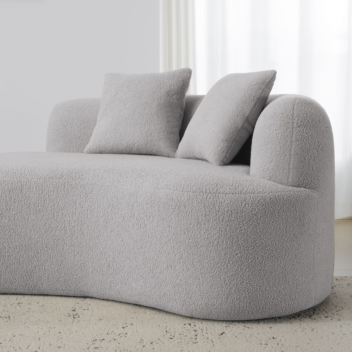 Curved 4-Seater Full Compression Sponge Sofa in grey textured fabric by HouseOfZazla on Tampa Home & Garden Store