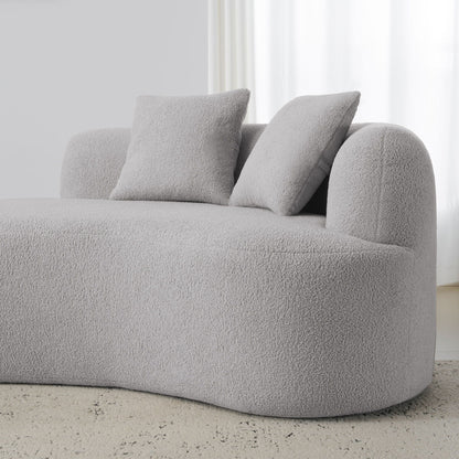 Curved 4-Seater Full Compression Sponge Sofa in grey textured fabric by HouseOfZazla on Tampa Home & Garden Store