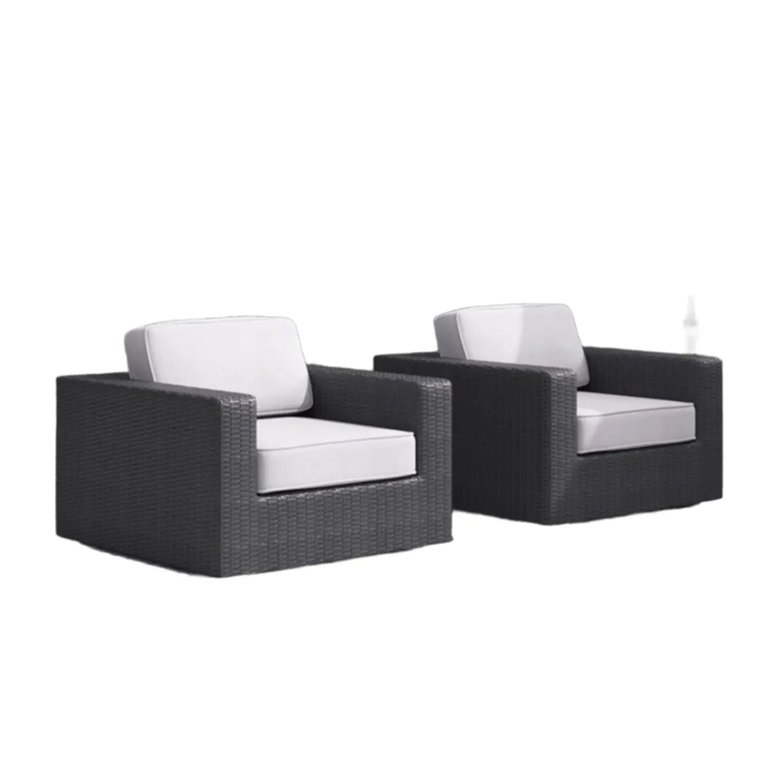 Patio chairs set, black wicker with white cushions, 2-pack Unique Piece Furniture on Tampa Home & Garden Store