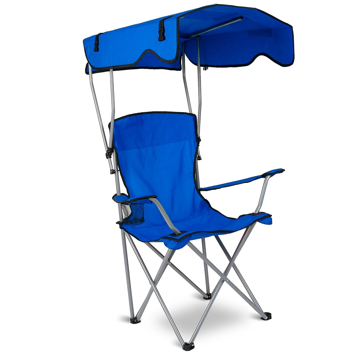 Foldable beach canopy chair blue GemGear with cup holder and sun canopy folding camping chair on Tampa Home & Garden Store