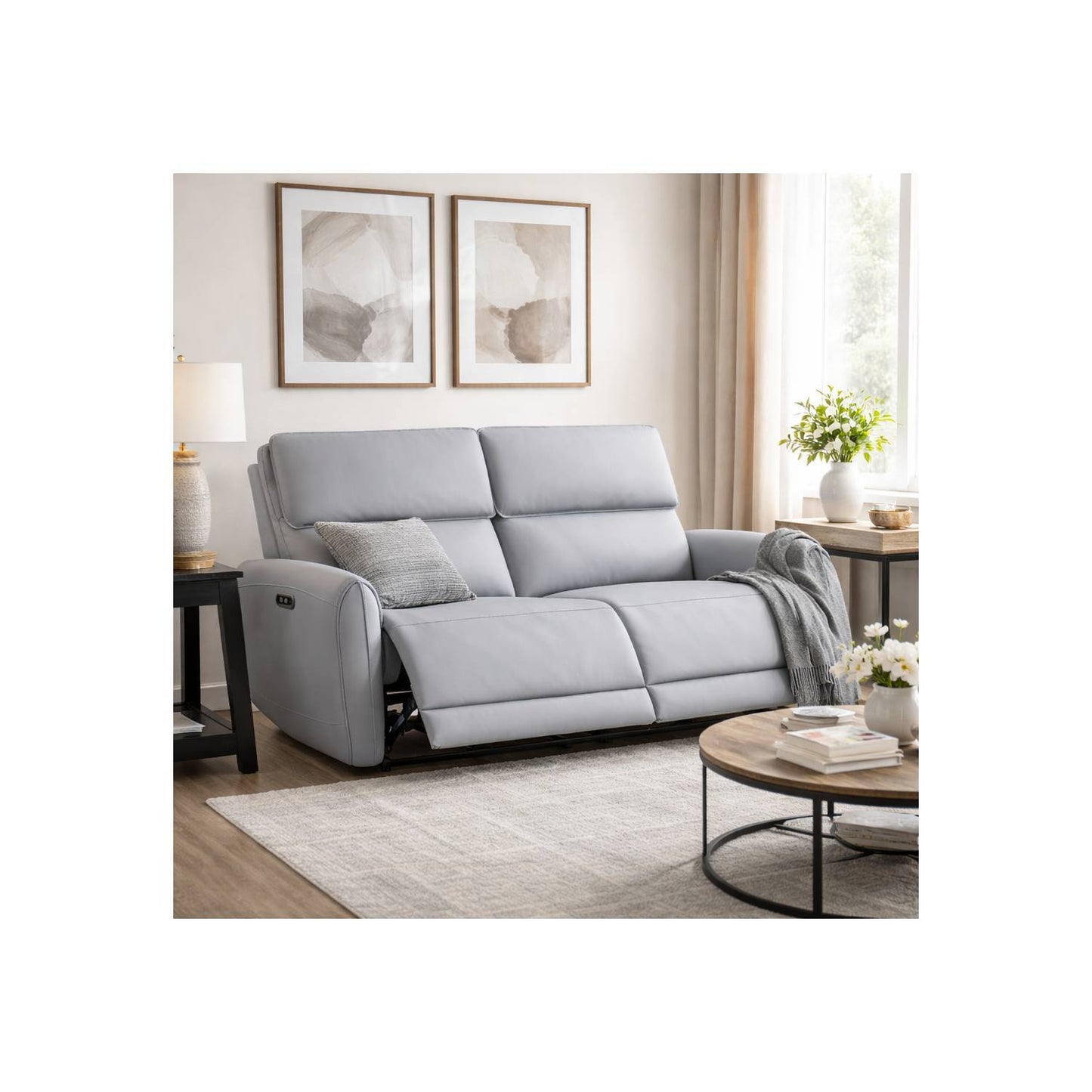 Jeromie Gray Power Motion Sofa with Usb Port
