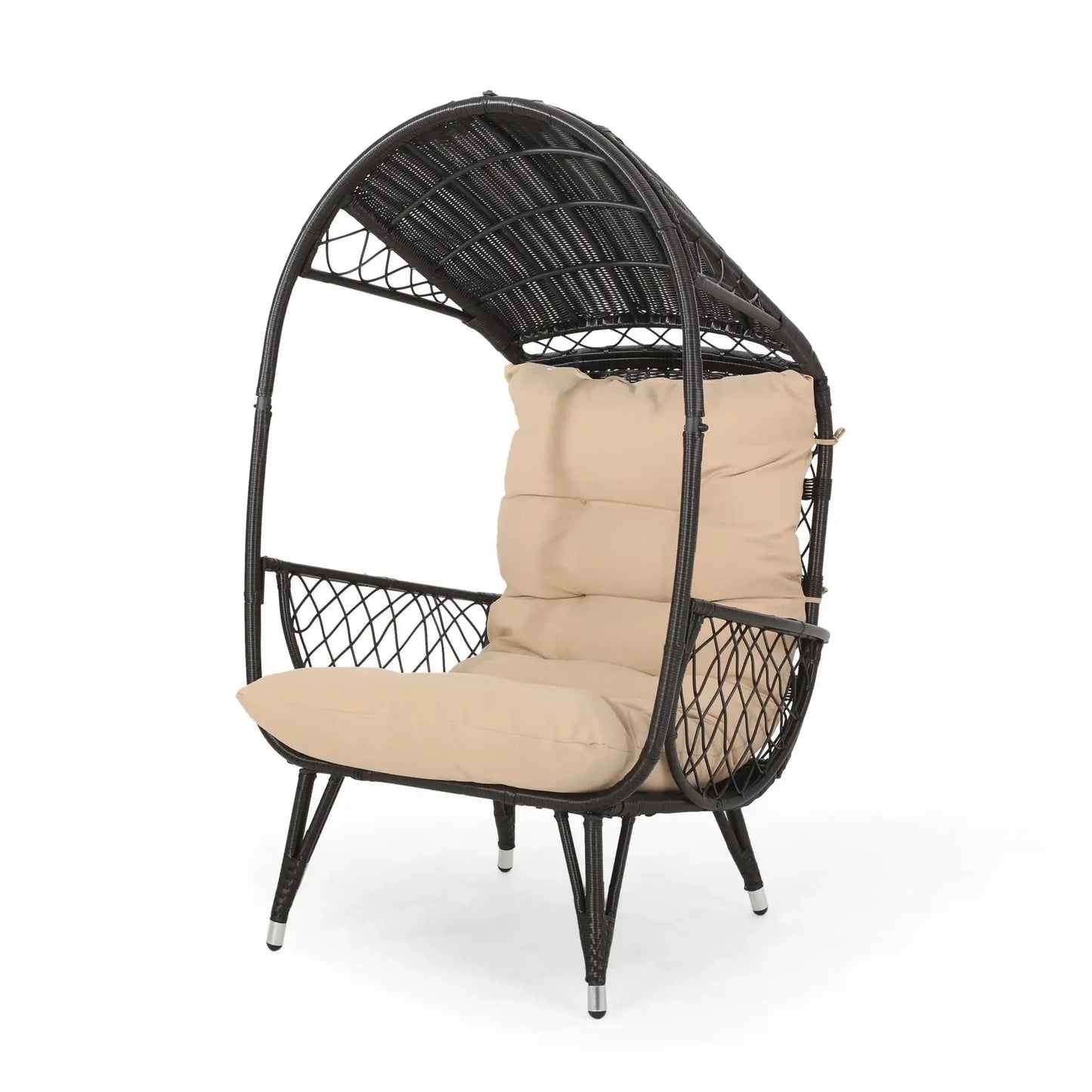 Outdoor Wicker Standing Basket Chair with Cushion by HouseOfZazla, black wicker on Tampa Home & Garden Store