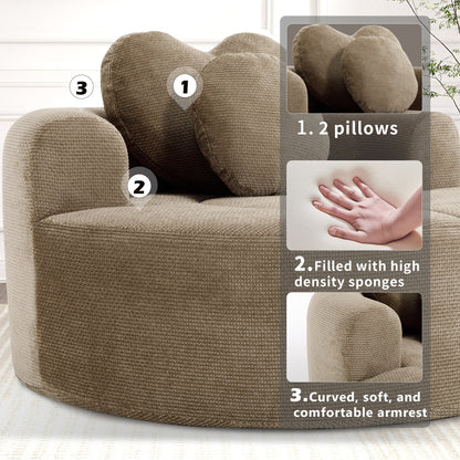 Round memory foam sofa bed in beige textured fabric by HouseOfZazla for living room on Tampa Home & Garden Store