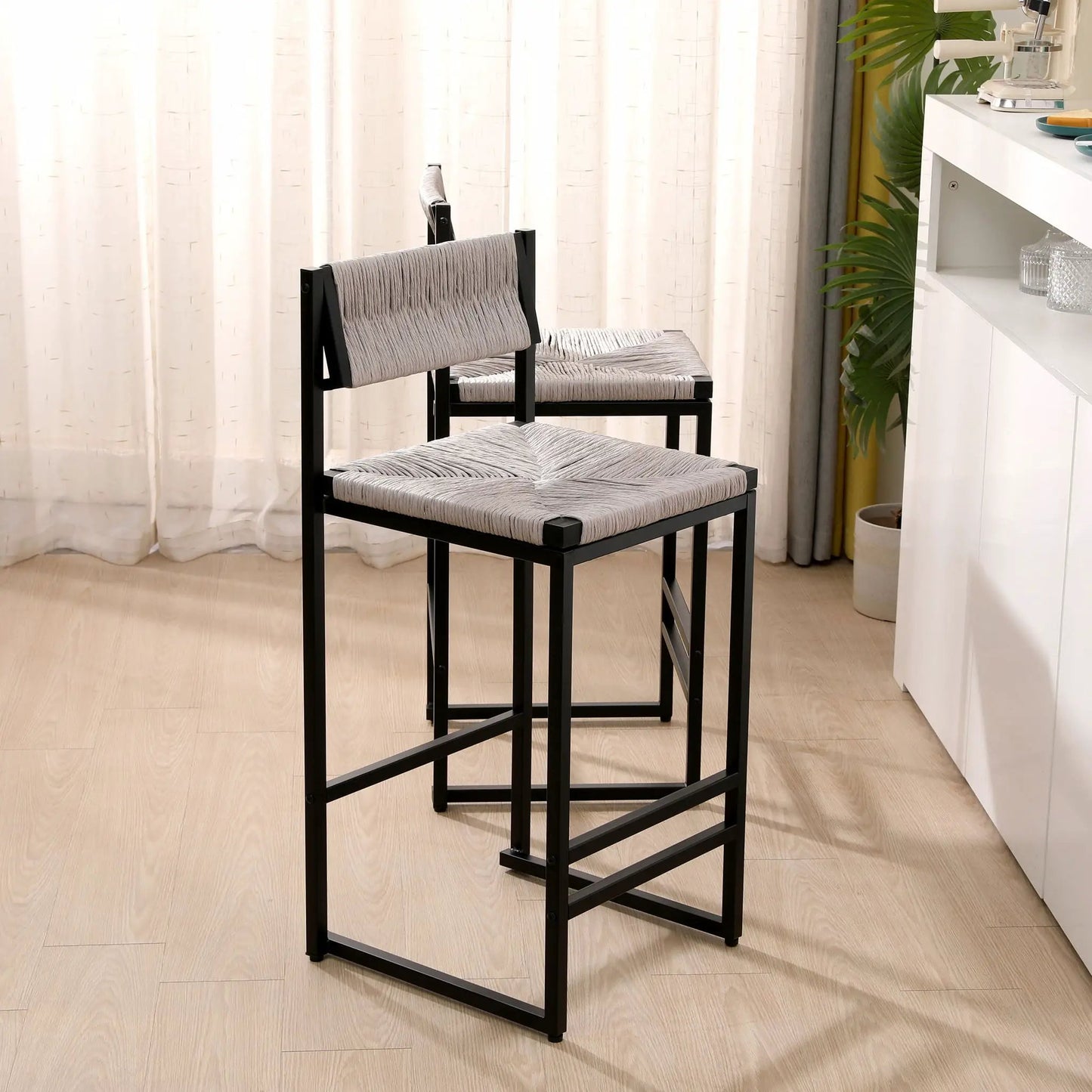 Bar Stools Paper Rope Weave Dining Chairs