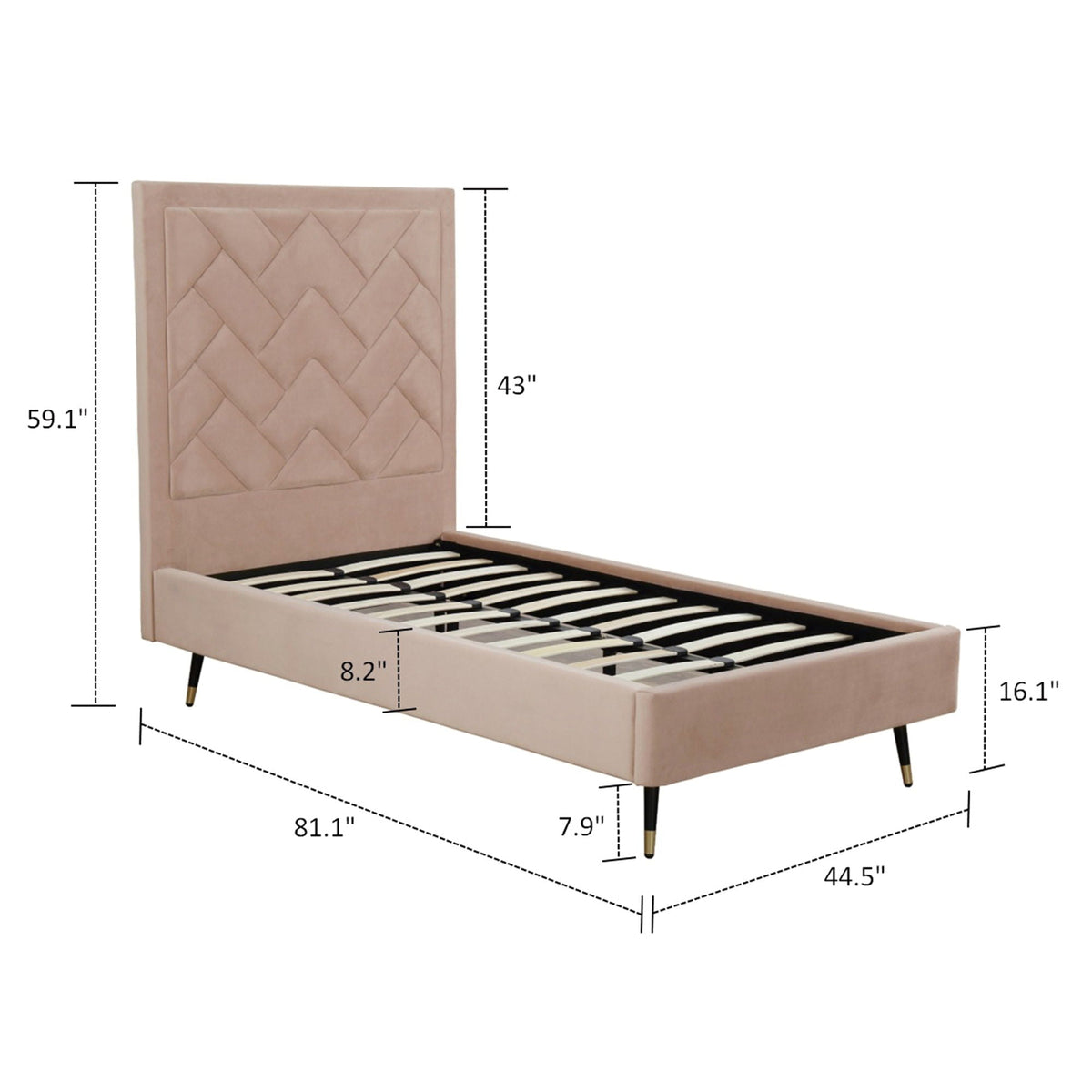 Crosby upholstered bed with tufted beige headboard and slatted base by HouseOfZazla on Tampa Home & Garden Store