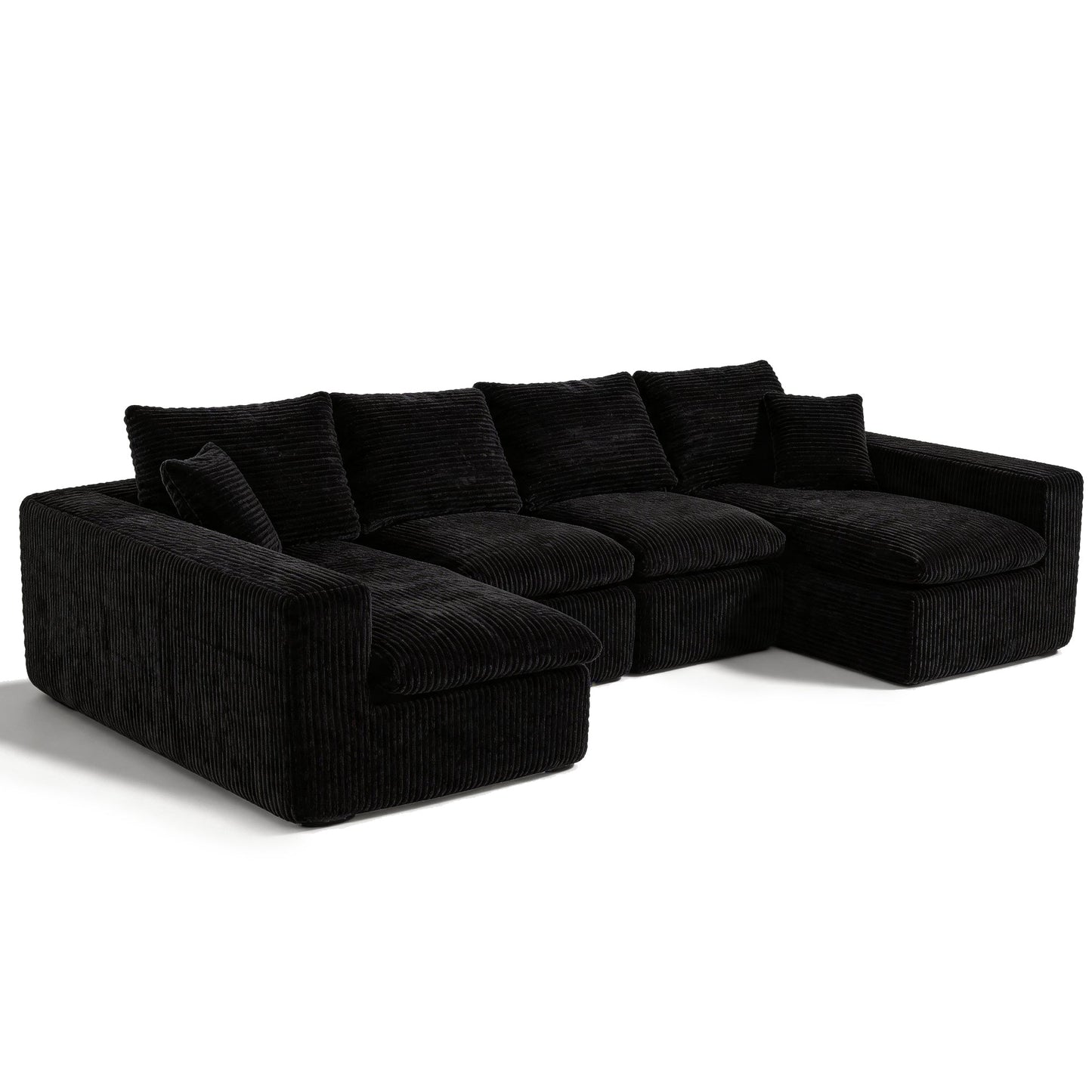 Modular sectional cloud couch in black corduroy fabric, 3-piece by HouseOfZazla for living room on Tampa Home & Garden Store
