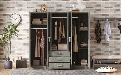 6 Doors Wardrobe Storage for Bedroom with Drawers