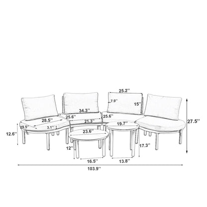 Outdoor Patio 6 Piece Sofa Set And Cushions