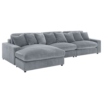 Cassidy Upholstered Sectional Sofa with Reversible Cushions in blue-gray corduroy on Tampa Home & Garden Store