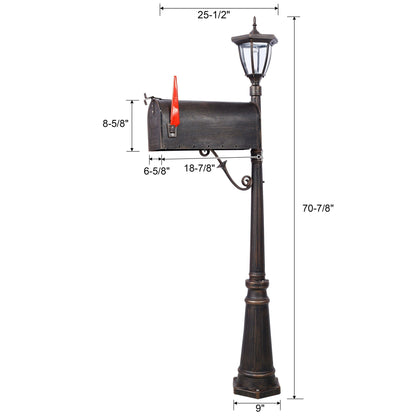 Stratford cast aluminum mailbox with post and solar light brown fluted base by HouseOfZazla on Tampa Home & Garden Store
