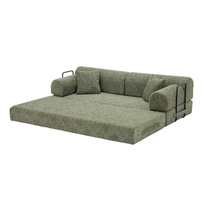 Modern 2 Tone Fabric Convertible Sleeper Sofa Bed olive green futon metal rails on Tampa Home & Garden Store