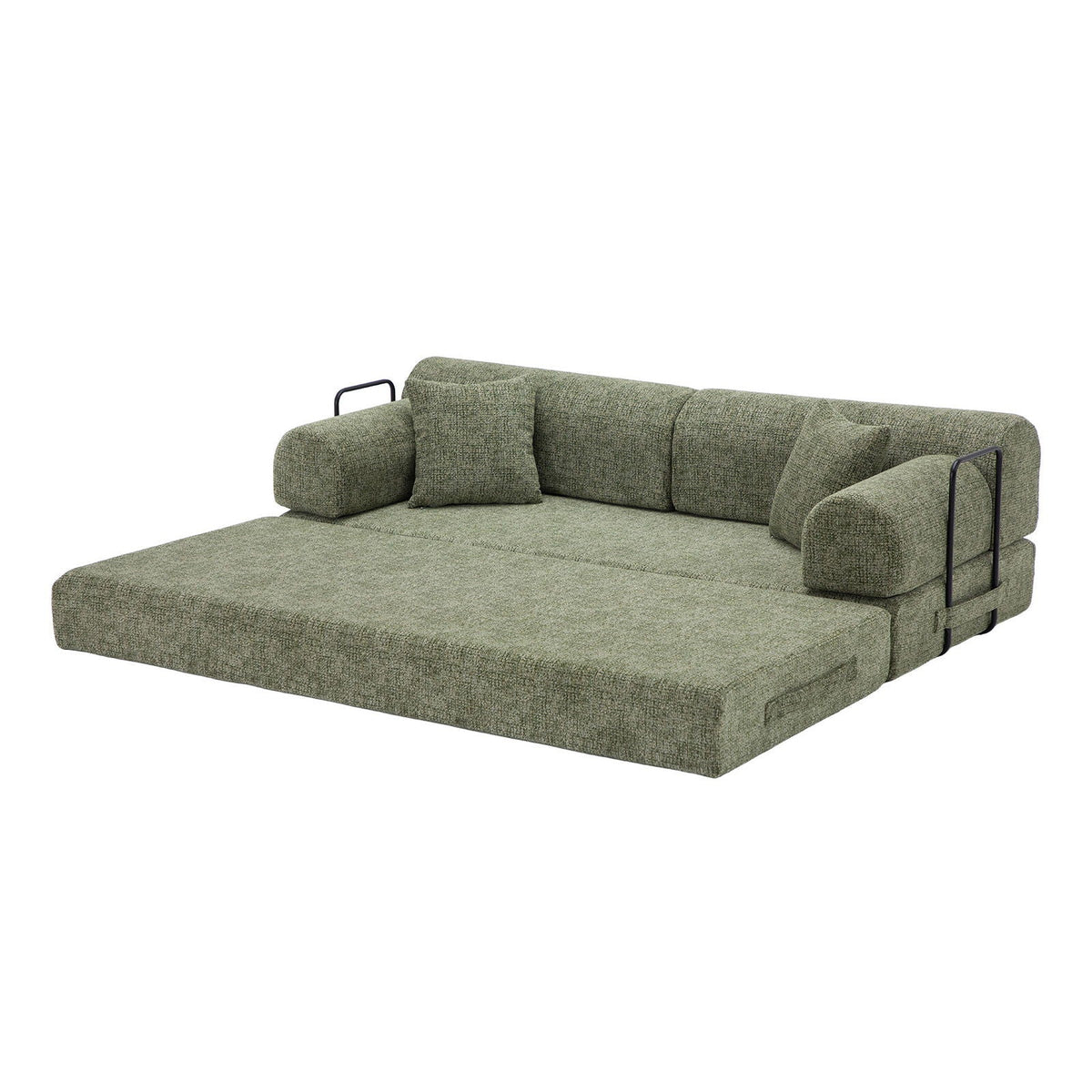 Modern Two Tone Fabric Sofa and Convertible Bed