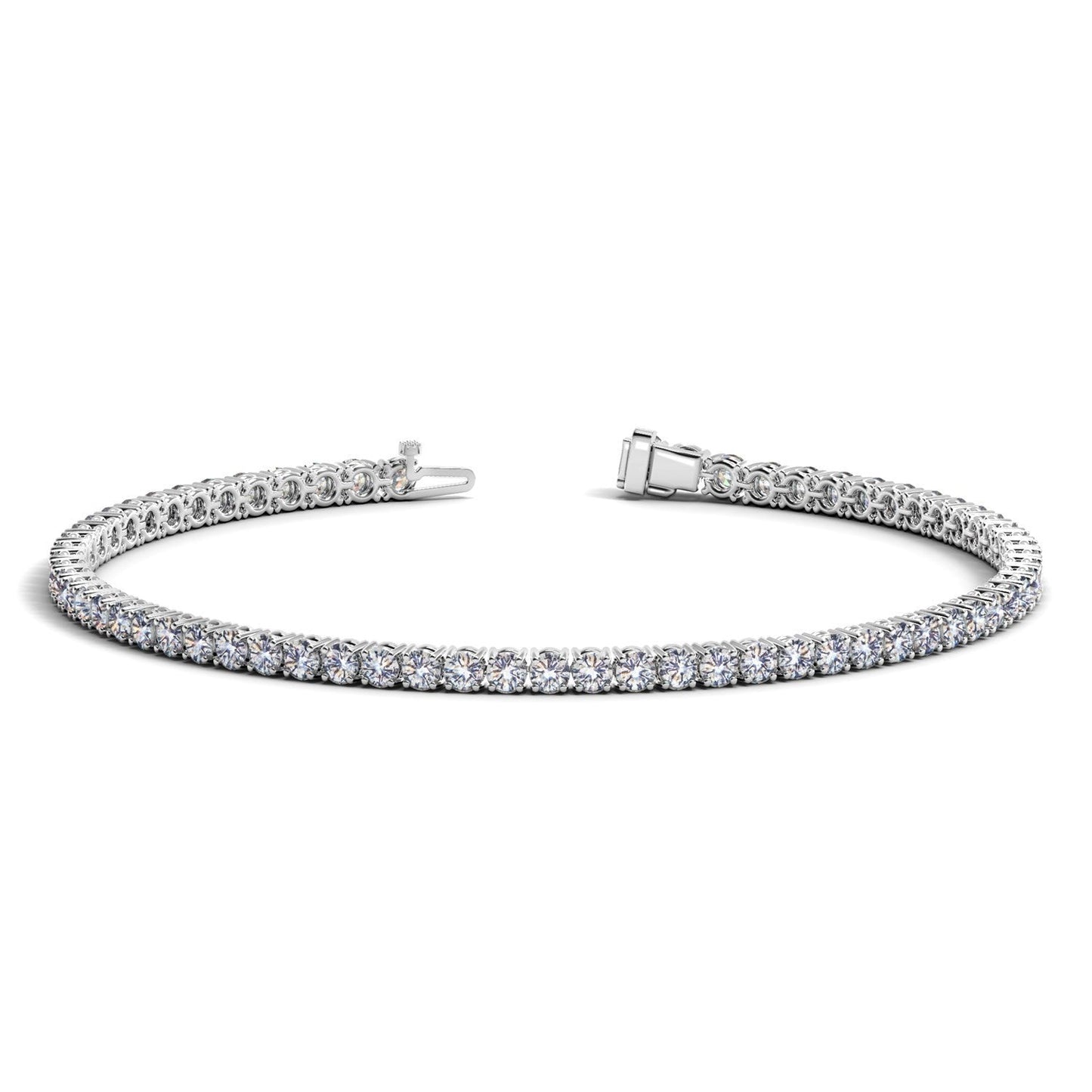 Lab grown round diamond tennis bracelet in 14k white gold, 3 ctw F/G VS2/SI1 on Tampa Home & Garden Store