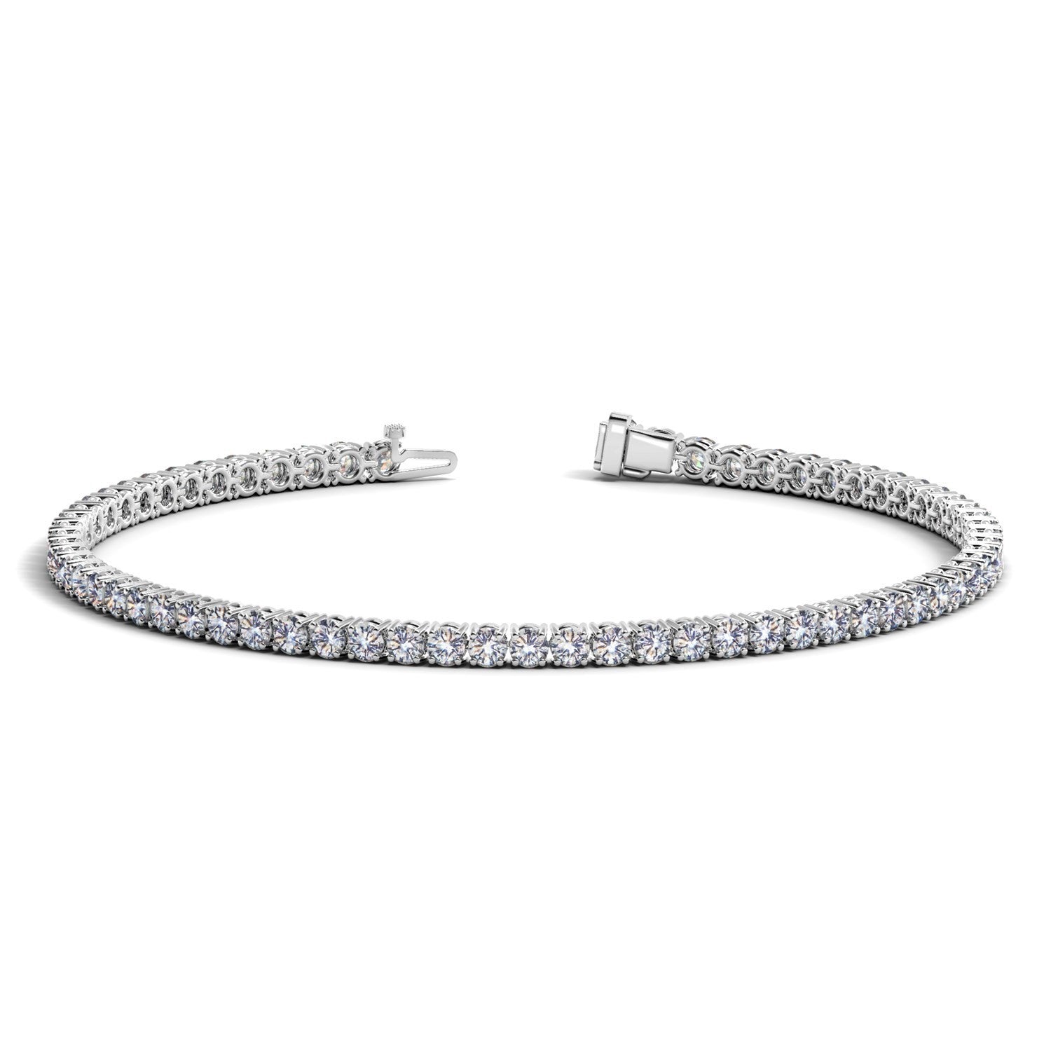 Lab grown round diamond tennis bracelet in 14k white gold, 3 ctw F/G VS2/SI1 on Tampa Home & Garden Store