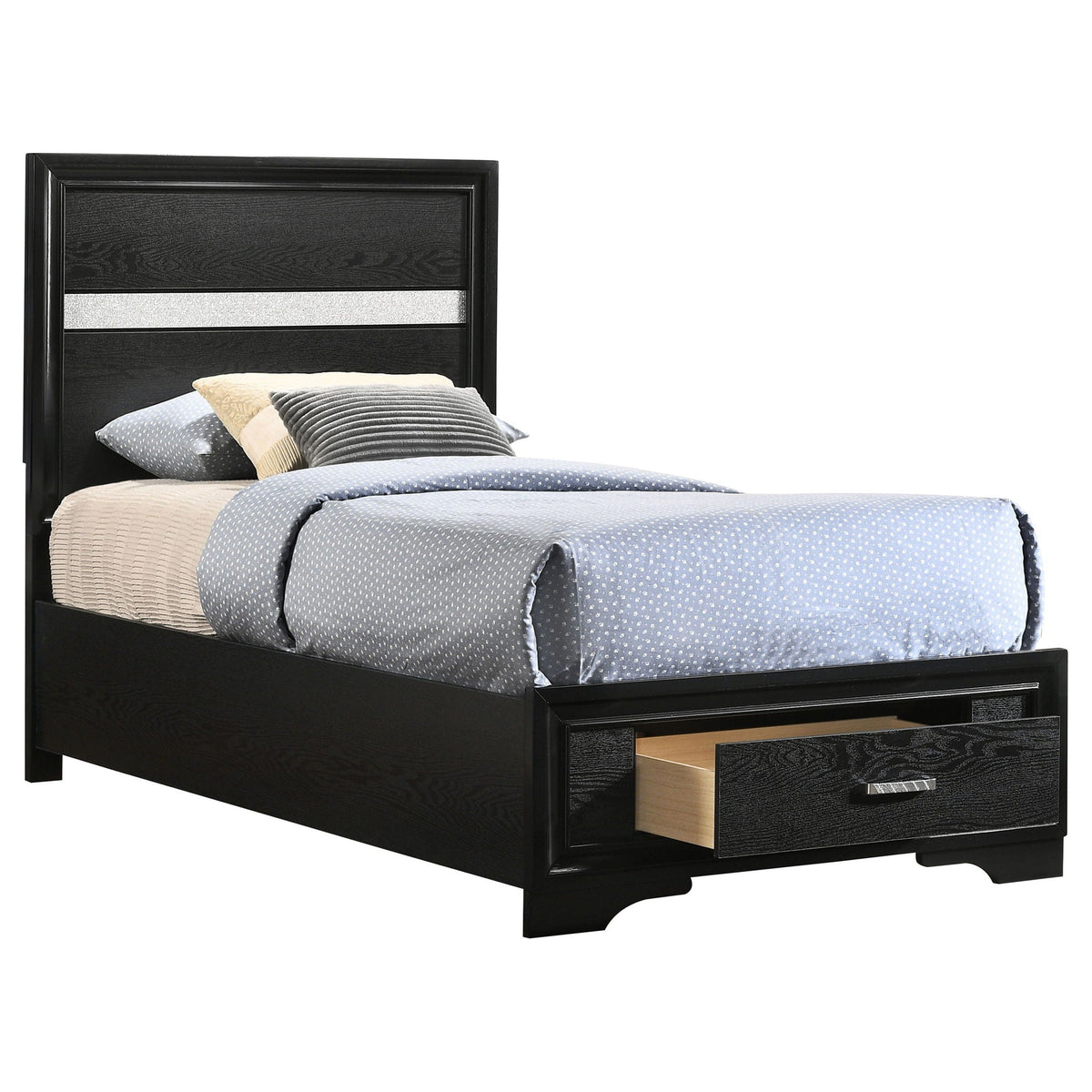 Urbana storage panel bed black wood finish with built-in drawers by HouseOfZazla on Tampa Home & Garden Store