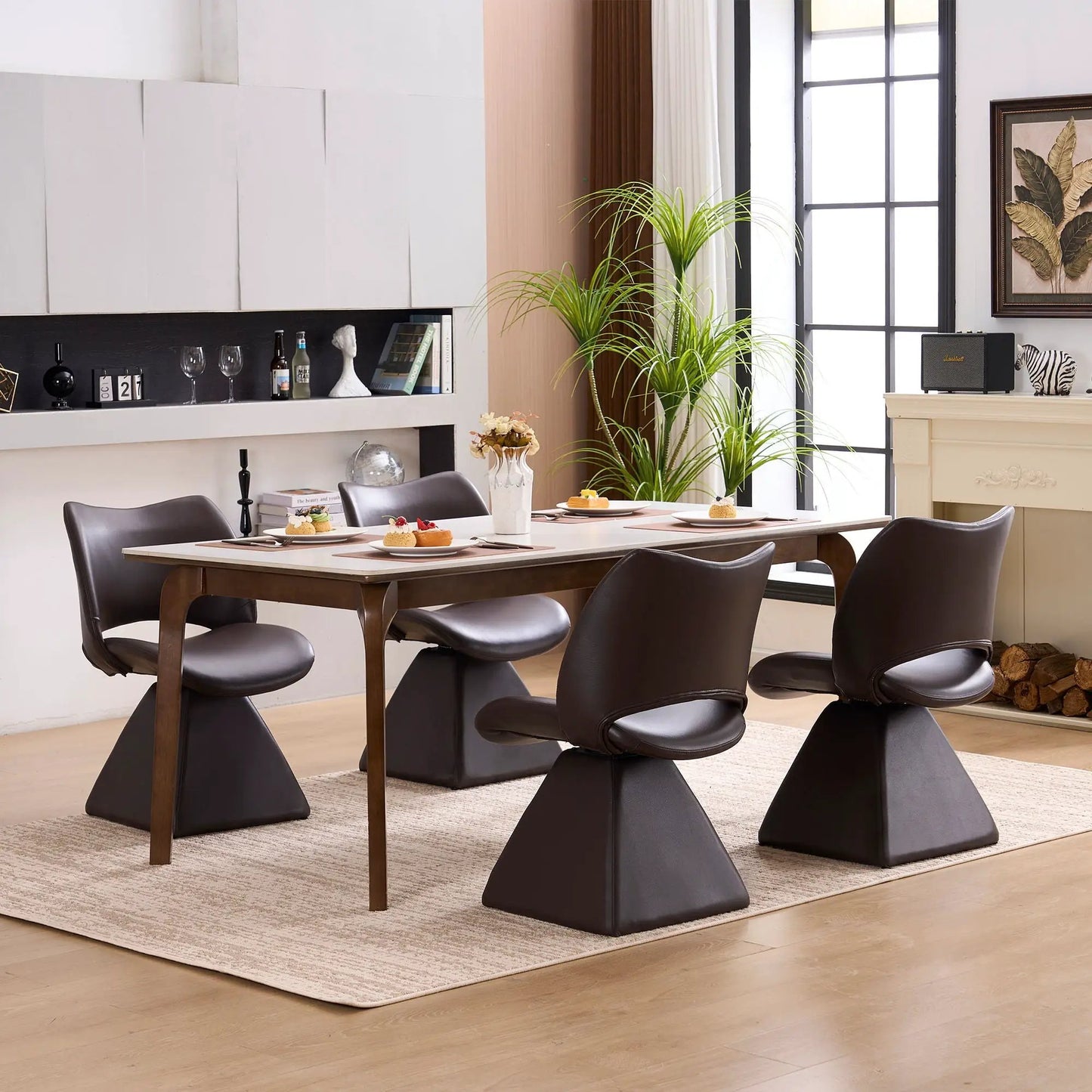 Modern Swivel Dining Chair With High Back