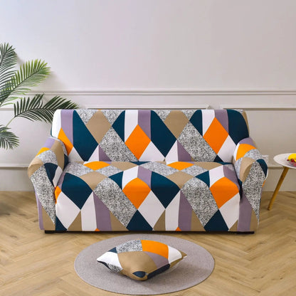Sofa cover elastic all-inclusive full cover FLIPSTYLEZLLC in multicolor geometric pattern on Tampa Home & Garden Store
