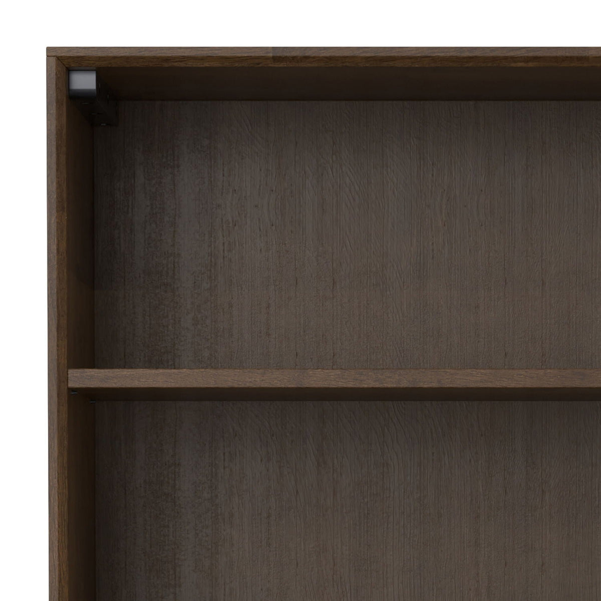 Handcrafted Mid Century Bookcase And Shelves HouseOfZazla brown wood frame grey interior on Tampa Home & Garden Store
