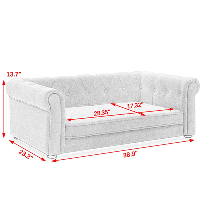 Modern Elegant Rectangle Elevated Dog Sofa in gray tufted fabric by HouseOfZazla on Tampa Home & Garden Store
