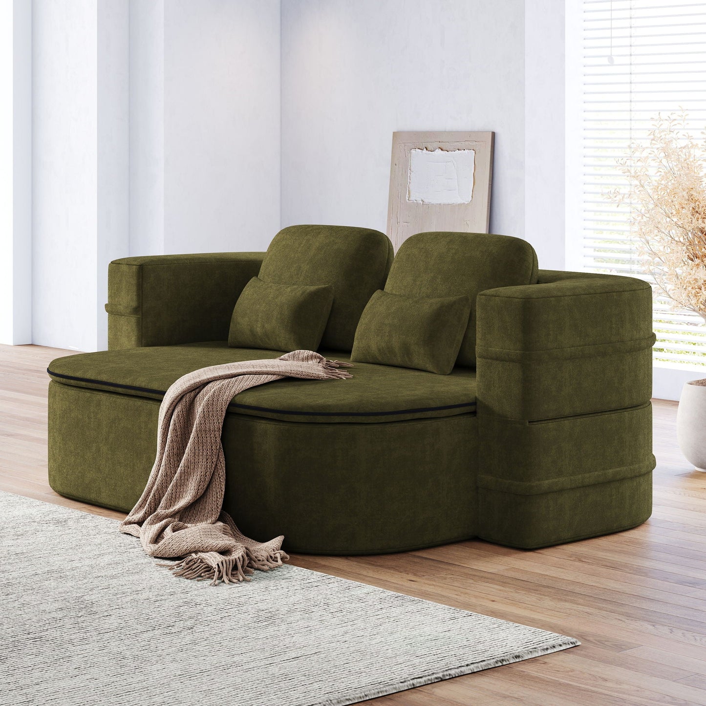 Foldable Sofa Bed with a Multi Functional Blanket