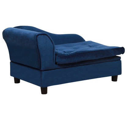 PawHut Luxury Fancy Dog Bed for Small Dogs blue velvet with hidden storage HouseOfZazla on Tampa Home & Garden Store